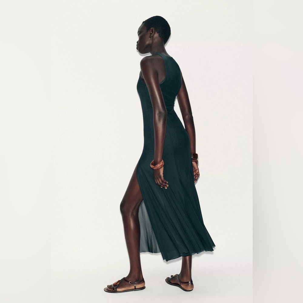ZARA LONG TULLE GODET DRESS - Picture 4 of 7